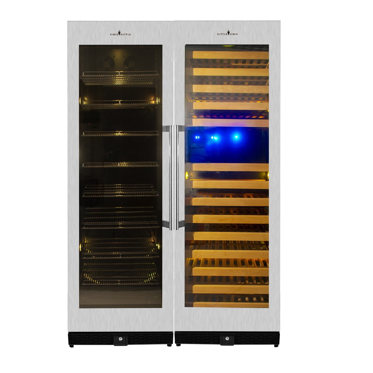Kingsbottle 72" Tall Beer And Wine Refrigerator Combo With Glass Door KBU170BW3-FG-Wine Coolers-The Wine Cooler Club