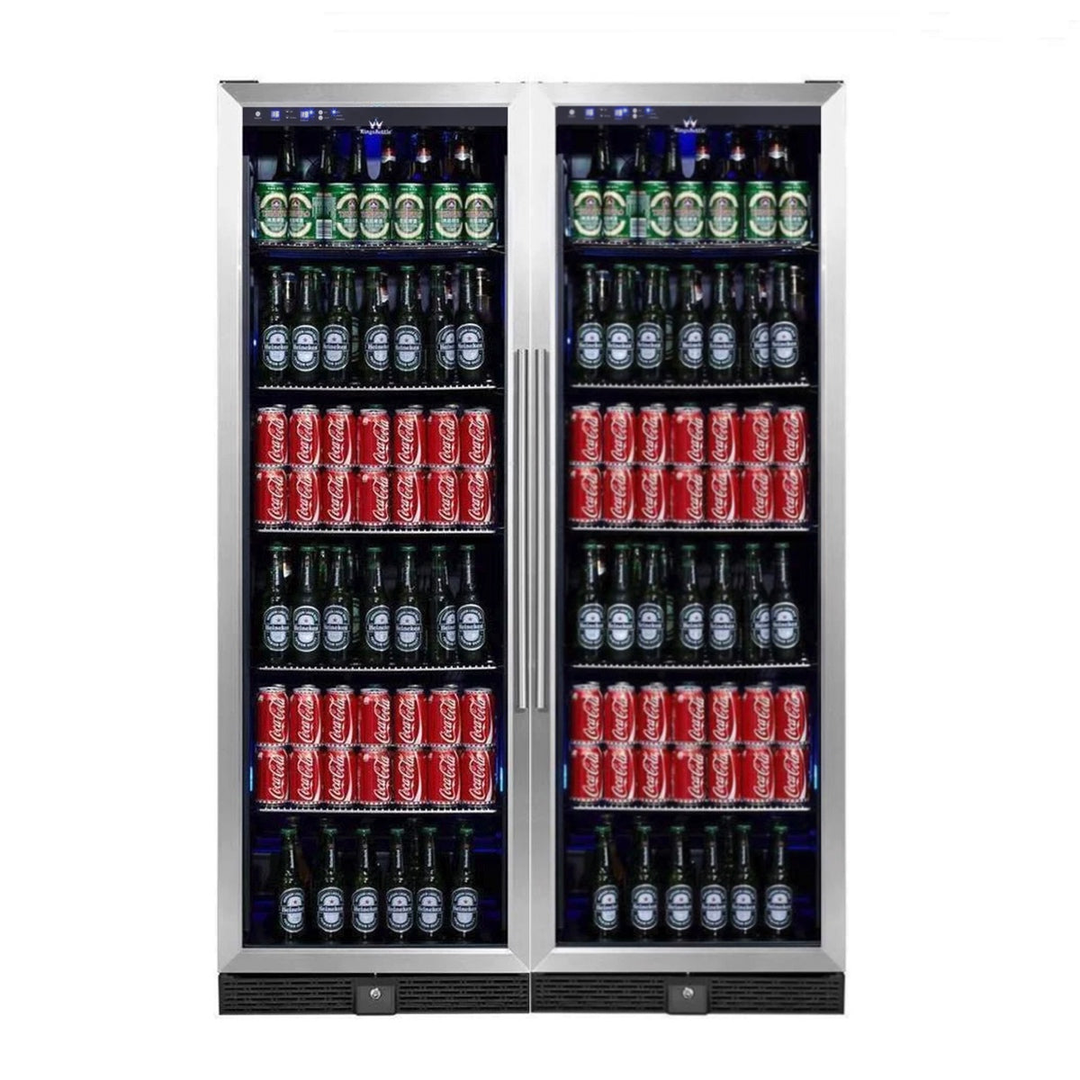 Kingsbottle 72" Large Beverage Refrigerator With Clear Glass Door KBU170BX-SS, LHH-Wine Coolers-The Wine Cooler Club