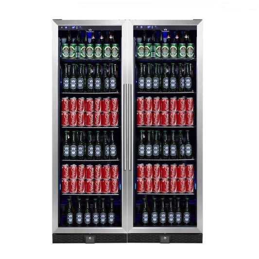 Kingsbottle 72" Large Beverage Refrigerator With Clear Glass Door KBU170BX-SS, RHH-Wine Coolers-The Wine Cooler Club