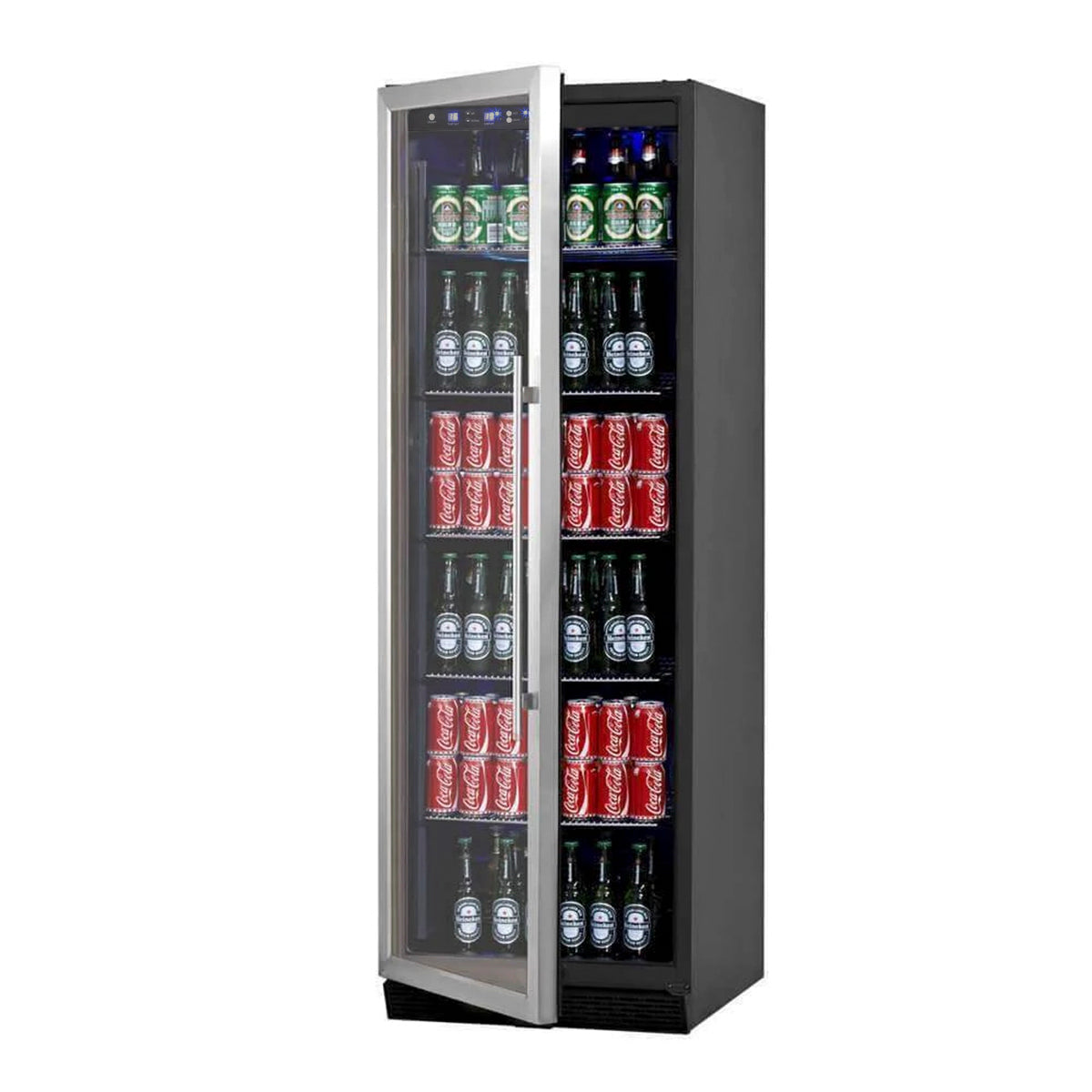 Kingsbottle 72" Large Beverage Refrigerator With Clear Glass Door KBU170BX-SS, LHH-Wine Coolers-The Wine Cooler Club