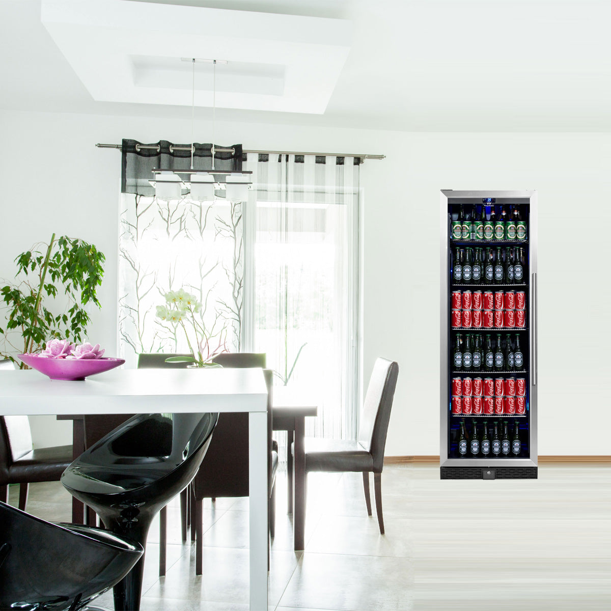 Kingsbottle 72" Large Beverage Refrigerator With Clear Glass Door KBU170BX-SS, LHH-Wine Coolers-The Wine Cooler Club