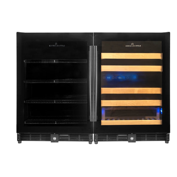 Kingsbottle 48 Inch Glass Door Wine And Beverage Fridge Center Built In KBU50BW3-FG-Wine Coolers-The Wine Cooler Club