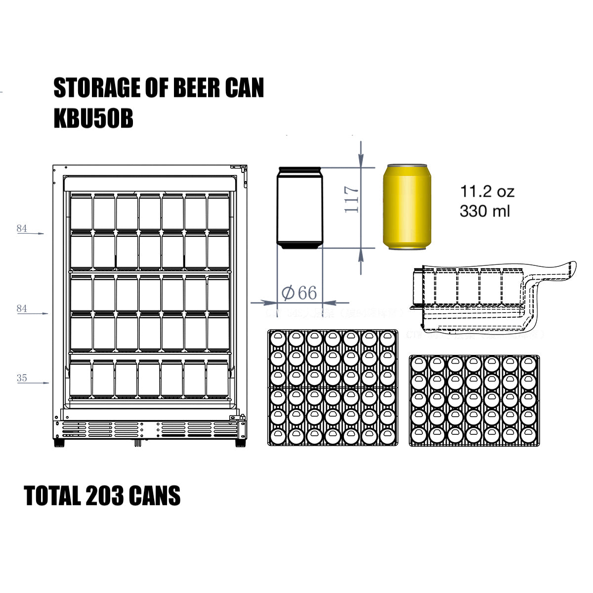 Kingsbottle 24 Inch Under Counter Beer Cooler Fridge Built In KBU50BX-SS, RHH-Wine Coolers-The Wine Cooler Club