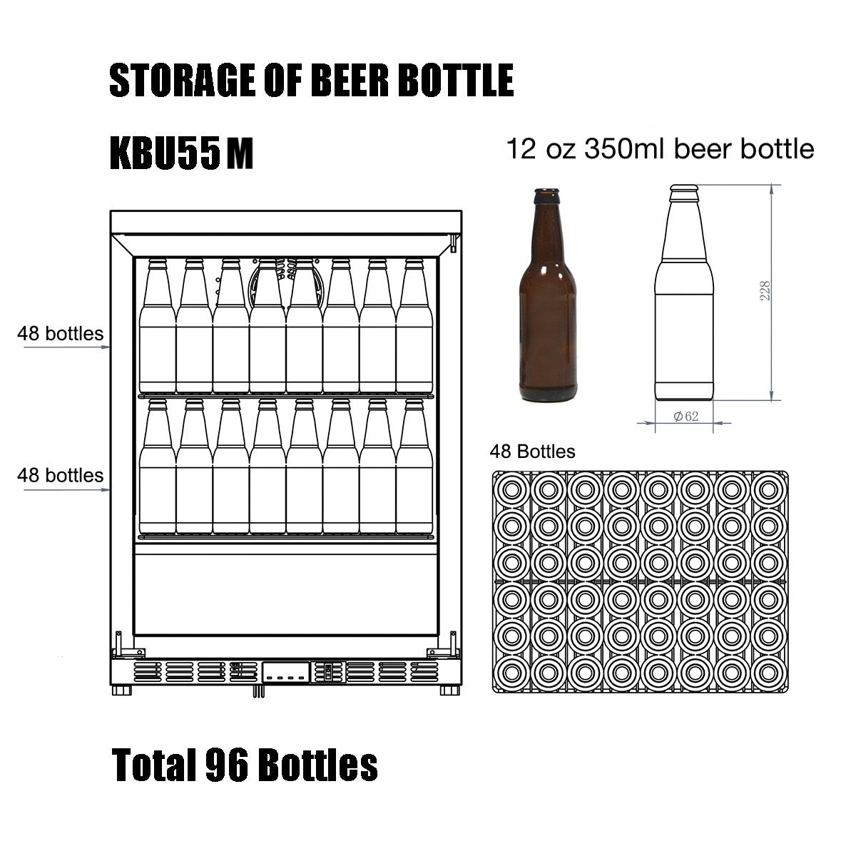 Kingsbottle 24 Inch Outdoor Beer Fridge Cooler Stainless Steel KBU55ASD, RHH-Wine Coolers-The Wine Cooler Club