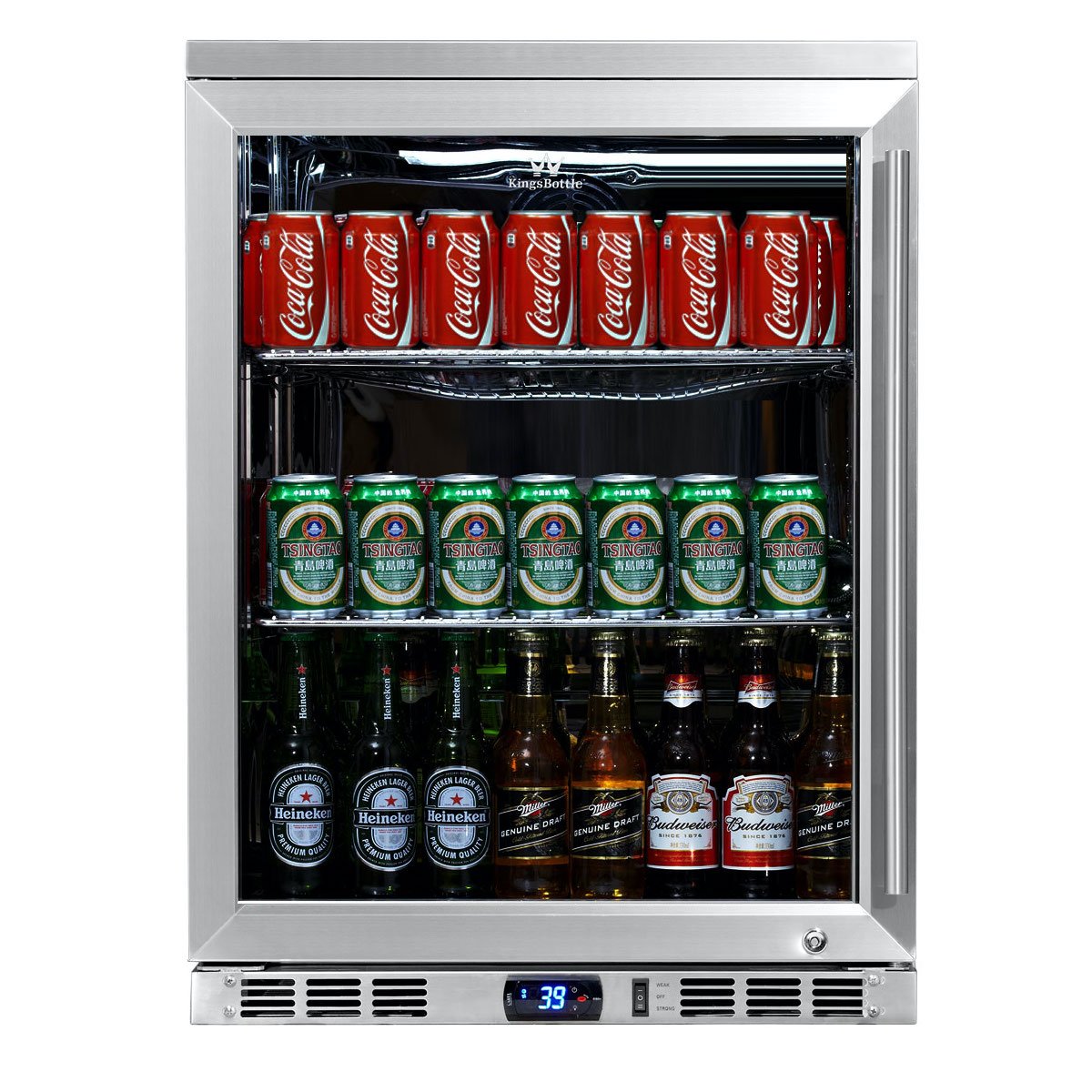 Kingsbottle 24 Inch Under Counter Beer Cooler Drinks Stainless Steel KBU55M, LHH-Wine Coolers-The Wine Cooler Club