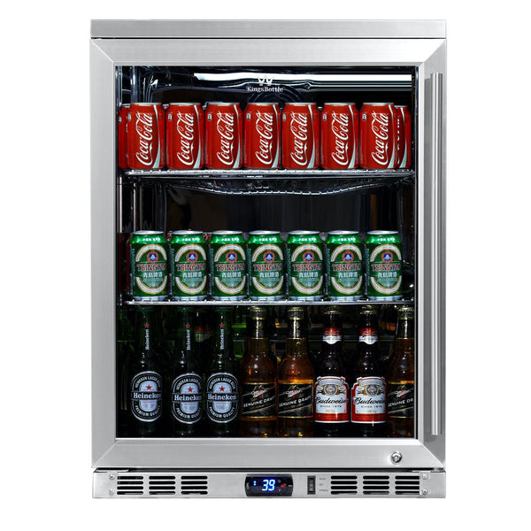 Kingsbottle 24 Inch Under Counter Beer Cooler Drinks Stainless Steel KBU55M, LHH-Wine Coolers-The Wine Cooler Club