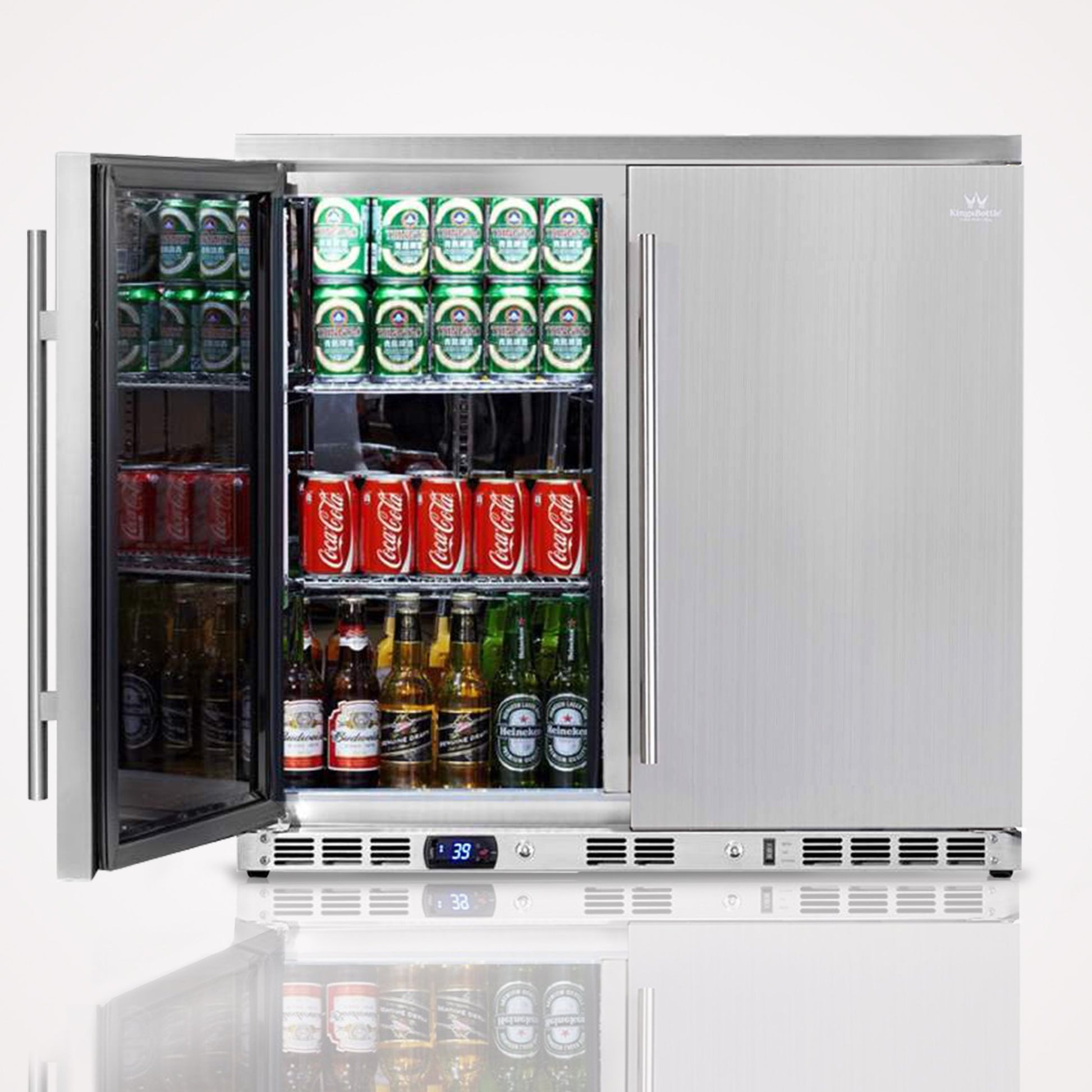 Kingsbottle 36 Inch Outdoor Beverage Refrigerator 2 Door For Home KBU56ASD-Wine Coolers-The Wine Cooler Club