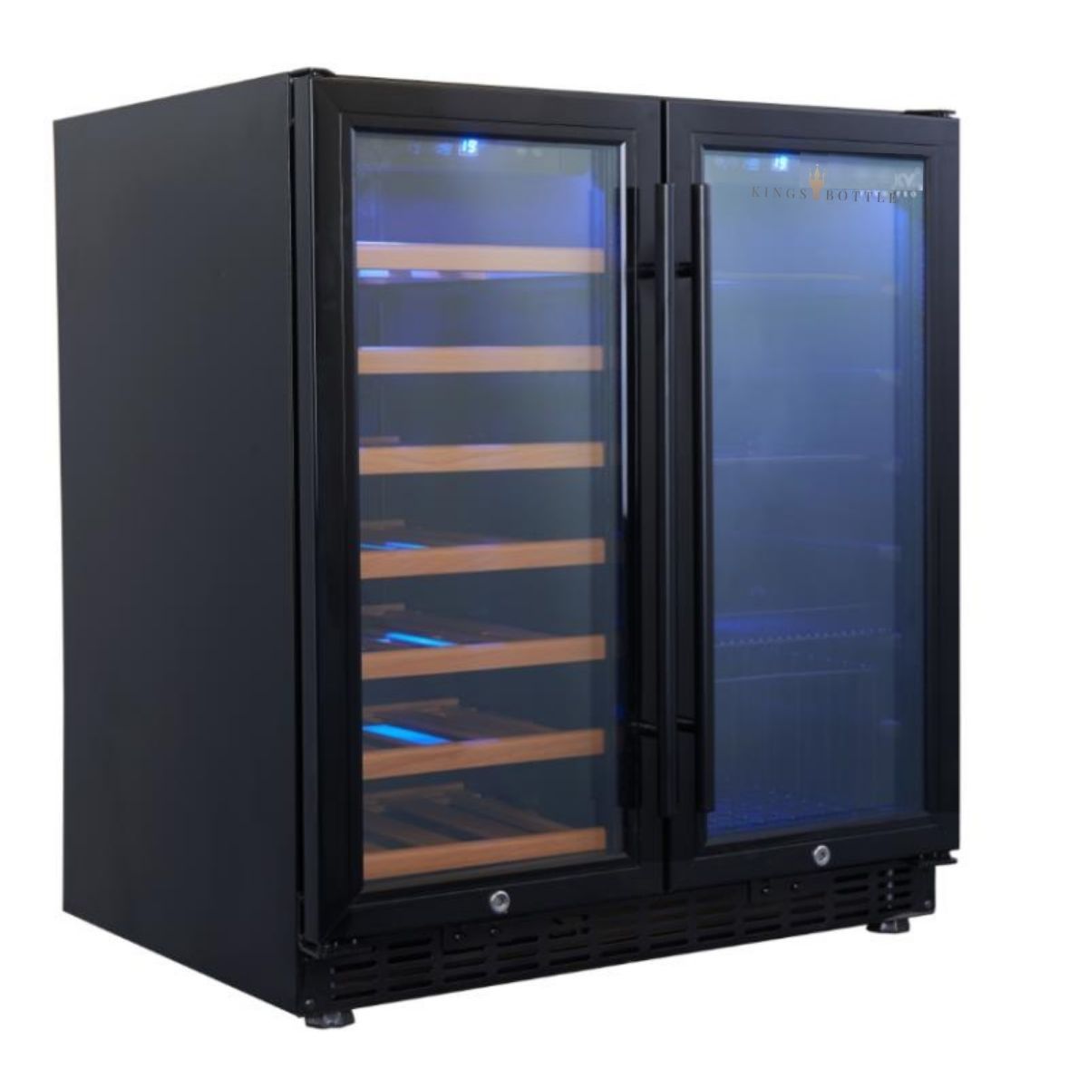 Kingsbottle 30" Under Counter Low-E Glass Door Wine and Beer Cooler Combo KBUSF66BW-BP-Wine Coolers-The Wine Cooler Club