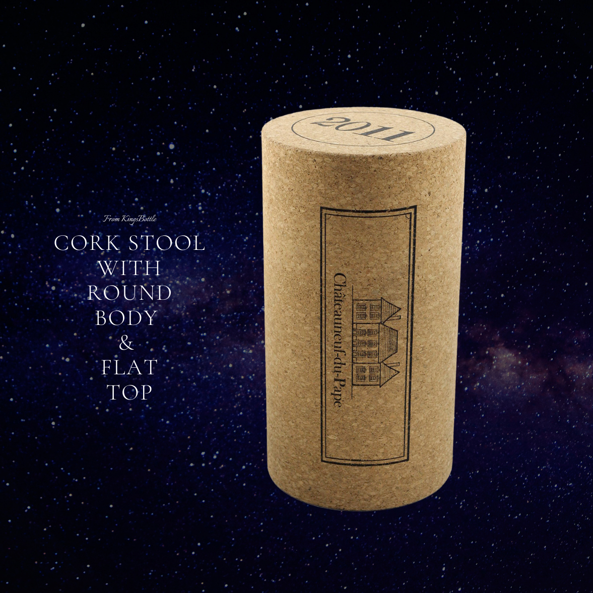 Kingsbottle XL Cork Stool with Round Body & Flat Top KBX006F-Wine & Bar Sets-The Wine Cooler Club