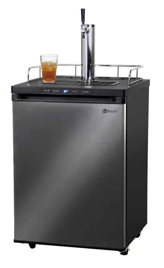 24" Wide Kombucha Single Tap Black Stainless Steel Kegerator-Kegerators-The Wine Cooler Club