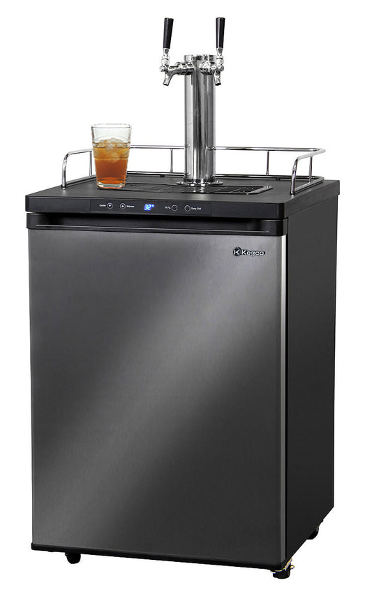 24" Wide Kombucha Dual Tap Black Stainless Steel Kegerator-Kegerators-The Wine Cooler Club