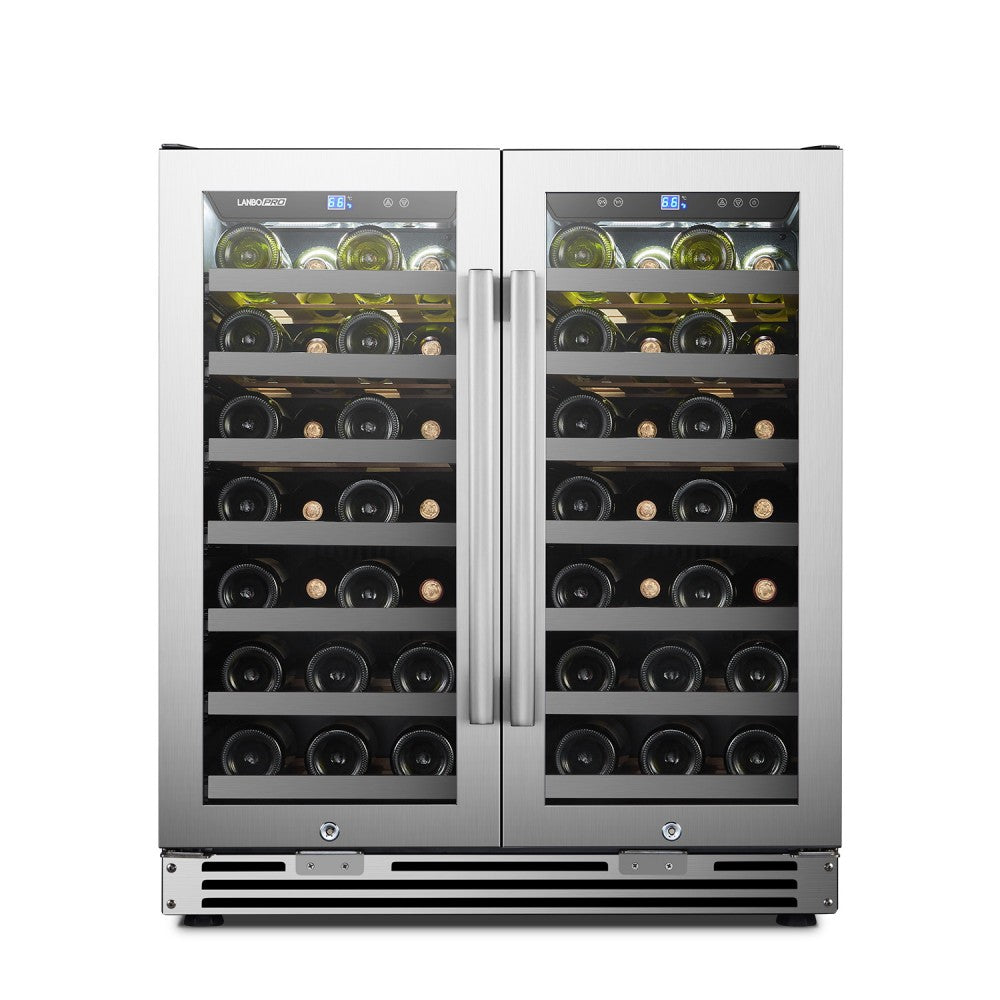 LANBOPRO 62 BOTTLE DUAL DOOR WINE COOLER LP66D-Wine Coolers-The Wine Cooler Club