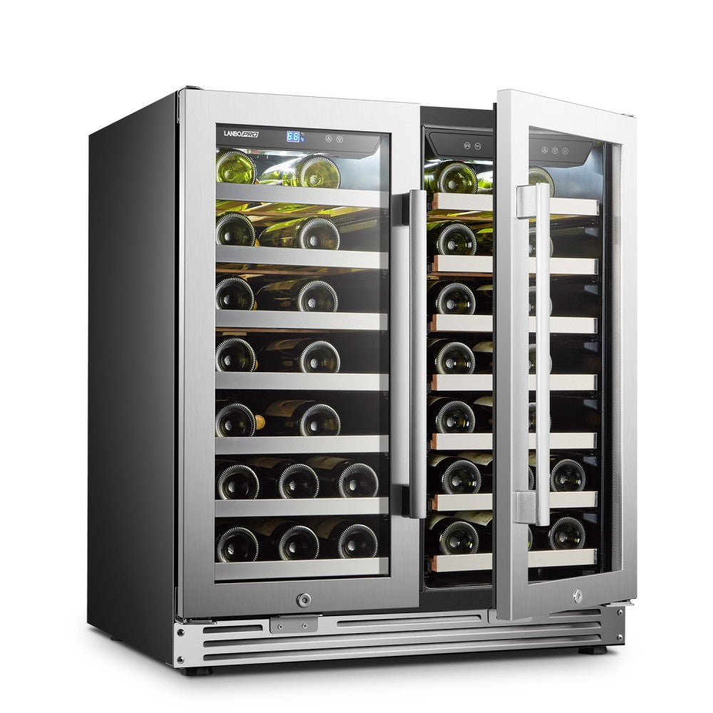 LANBOPRO 62 BOTTLE DUAL DOOR WINE COOLER LP66D-Wine Coolers-The Wine Cooler Club