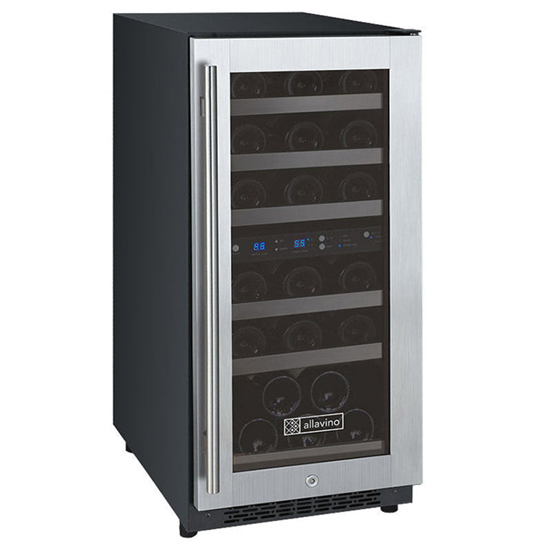 15" Wide FlexCount II Tru-Vino 30 Bottle Single Zone Stainless Steel Left Hinge Wine Refrigerator- AO VSWR30-1SL20-Wine Coolers-The Wine Cooler Club