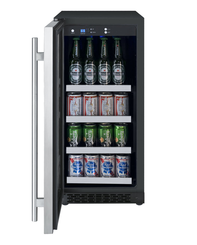 15" Wide FlexCount II Tru-Vino Stainless Steel Left and Right Hinge Beverage Center-Wine Coolers-The Wine Cooler Club
