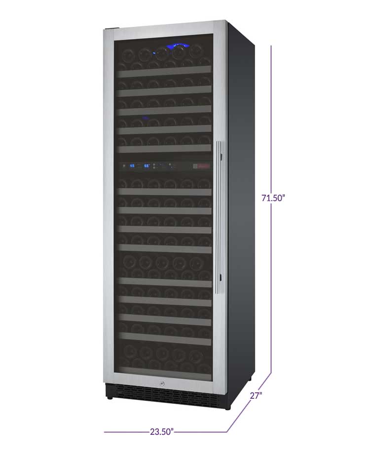 24" Wide FlexCount II Tru-Vino 172 Bottle Dual Zone Stainless Steel Left and Right Hinge Wine Refrigerator-Wine Coolers-The Wine Cooler Club
