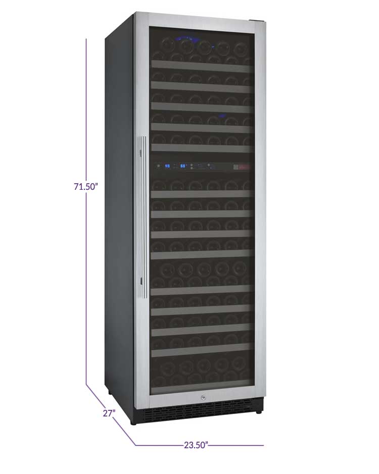 24" Wide FlexCount II Tru-Vino 172 Bottle Dual Zone Stainless Steel Left and Right Hinge Wine Refrigerator-Wine Coolers-The Wine Cooler Club