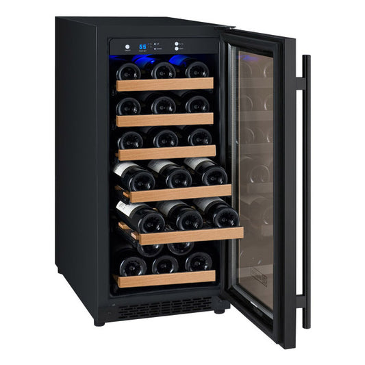 15" Wide FlexCount II Tru-Vino 30 Bottle Single Zone Black Wine Refrigerator - AO VSWR30-1BR20-Wine Coolers-The Wine Cooler Club