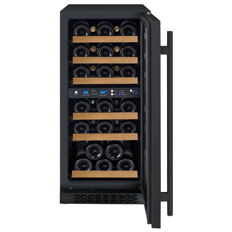 15" Wide FlexCount II Tru-Vino 30 Bottle Dual Zone Black Wine Refrigerator - AO VSWR30-2BR20-Wine Coolers-The Wine Cooler Club