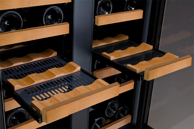 24" Wide FlexCount II Tru-Vino 36 Bottle Dual Zone Black Wine Refrigerator - AO VSWR36-2BF20-Wine Coolers-The Wine Cooler Club