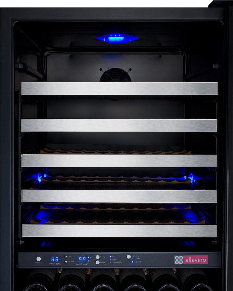 24" Wide FlexCount II Tru-Vino 172 Bottle Dual Zone Stainless Steel Left and Right Hinge Wine Refrigerator-Wine Coolers-The Wine Cooler Club