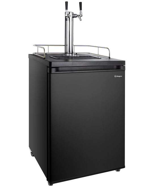 24" Wide Kombucha Dual Tap Black Kegerator-Kegerators-The Wine Cooler Club