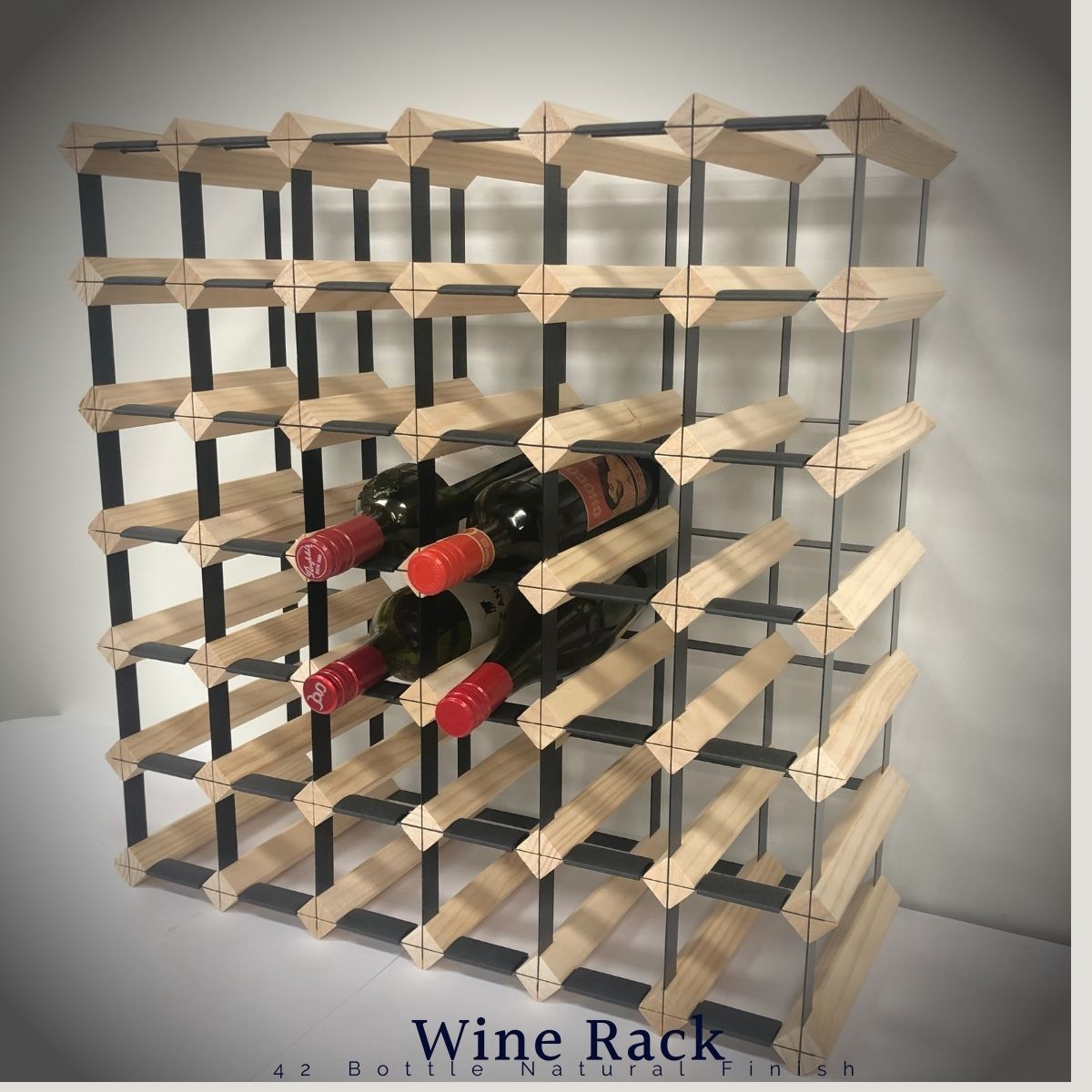 Kingsbottle 42 Bottle Timber Wine Rack | 6x6 Configuration WRT042N-Wine Racks-The Wine Cooler Club