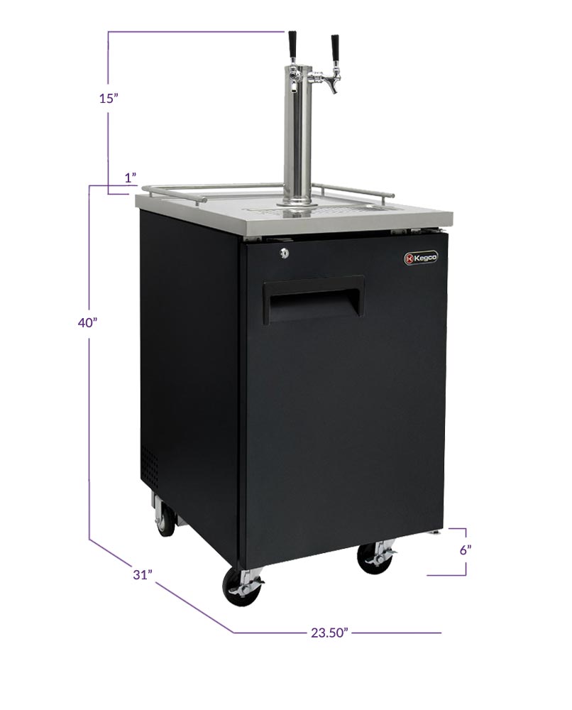 24" Wide Cold Brew Coffee Dual Tap Black Commercial Kegerator-Kegerators-The Wine Cooler Club