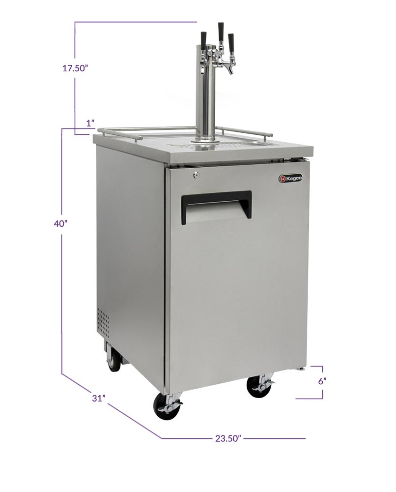 24" Wide Kombucha Triple Tap All Stainless Steel Commercial Kegerator-Kegerators-The Wine Cooler Club