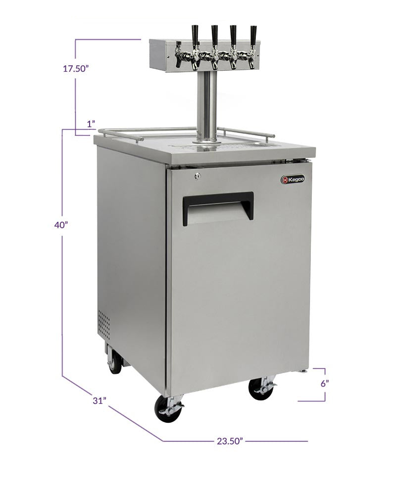 24" Wide Four Tap All Stainless Steel Commercial Kegerator-Kegerators-The Wine Cooler Club