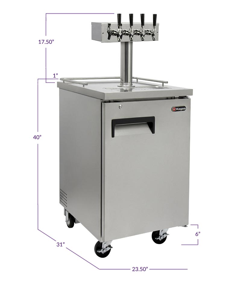 Kegco 24" Wide Homebrew Four Tap All Stainless Steel Commercial Kegerator with Kegs HBK1XS-4K-Kegerators-The Wine Cooler Club