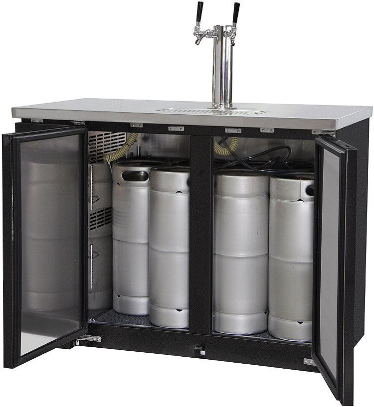 49" Wide Dual Tap Black Commercial Kegerator-Kegerators-The Wine Cooler Club