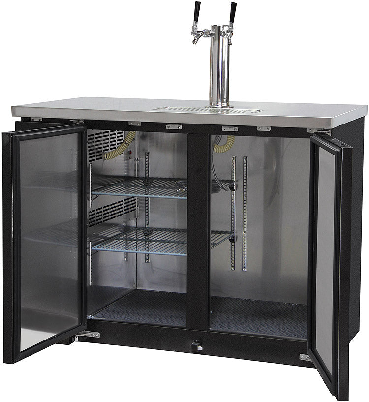 49" Wide Dual Tap Black Commercial Kegerator-Kegerators-The Wine Cooler Club