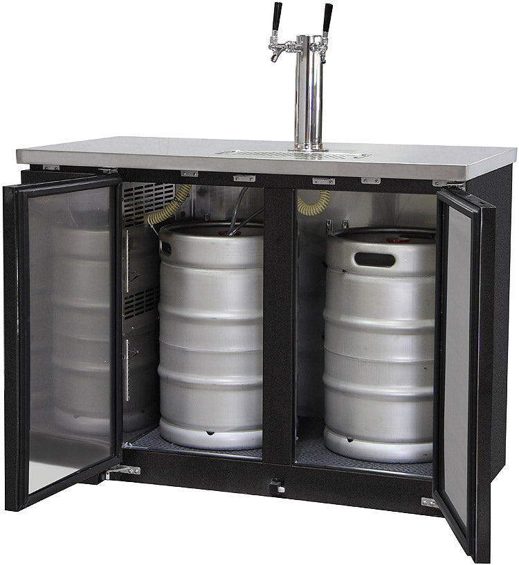 49" Wide Dual Tap Black Commercial Kegerator-Kegerators-The Wine Cooler Club