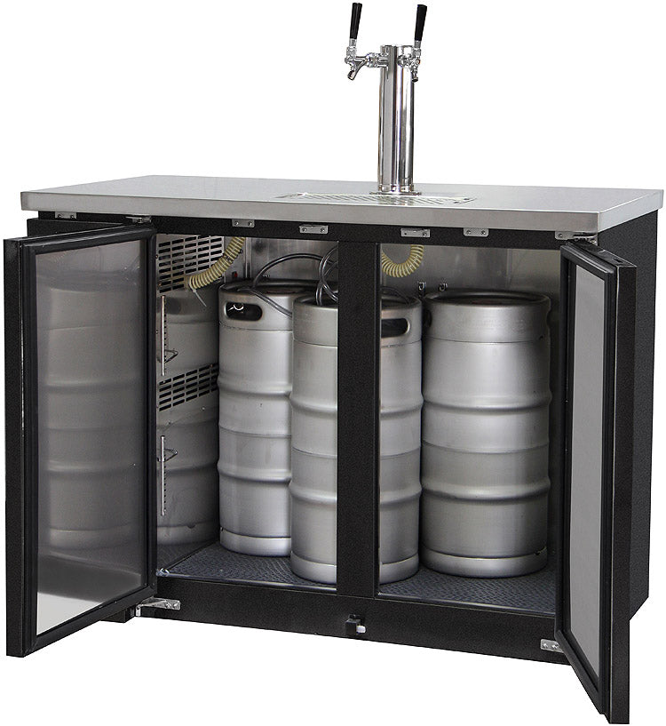 49" Wide Dual Tap Black Commercial Kegerator-Kegerators-The Wine Cooler Club
