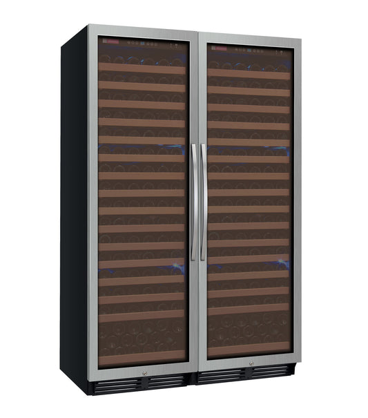 48" Wide FlexCount Classic II Tru-Vino 348 Bottle Dual Zone Stainless Steel Side-by-Side Wine Refrigerator - BF 2X-YHWR174-1S20-Wine Coolers-The Wine Cooler Club