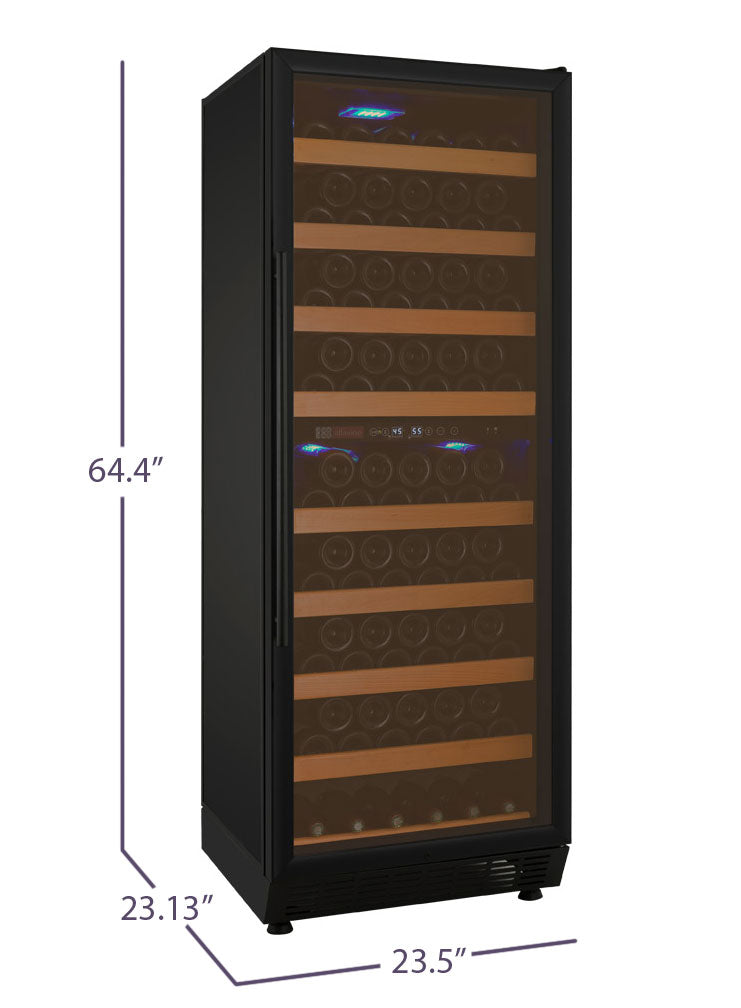 24" Wide Vite II Tru-Vino 99 Bottle Dual Zone Black Right Hinge Wine Refrigerator - AO YHWR99-2BR20-Wine Coolers-The Wine Cooler Club