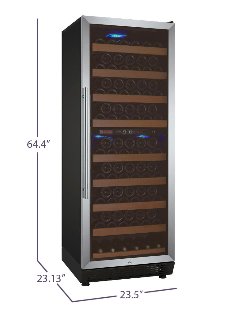 24" Wide Vite II Tru-Vino 99 Bottle Dual Zone Stainless Steel Right Hinge Wine Refrigerator - AO YHWR99-2SR20-Wine Coolers-The Wine Cooler Club
