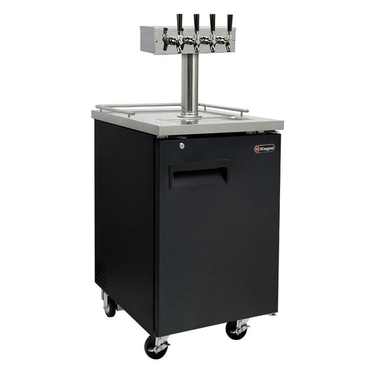 24" Wide Four Tap Black Commercial Kegerator-Kegerators-The Wine Cooler Club