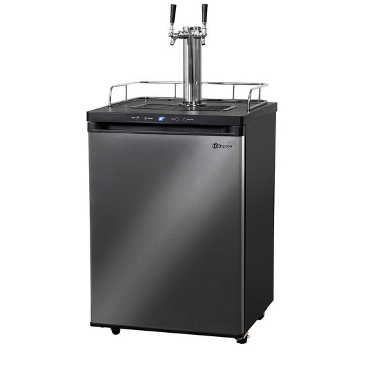 24" Wide Homebrew Dual Tap Black Stainless Steel Digital Kegerator-Kegerators-The Wine Cooler Club