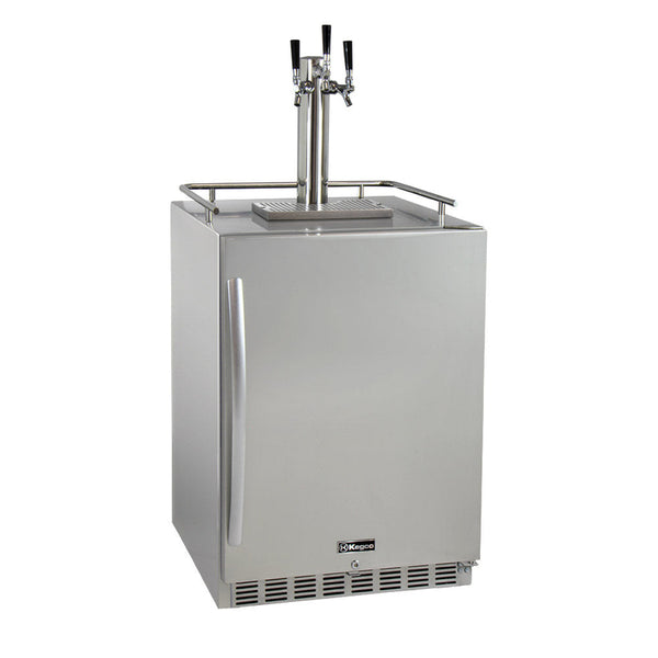 24 Wide Triple Tap All Stainless Steel Outdoor Built-In Right Hinge Kegerator with Kit-Kegerators-The Wine Cooler Club
