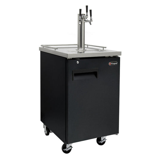 Kegco 24" Wide Homebrew Triple Tap Black Commercial Kegerator with Kegs HBK1XB-3K-Kegerators-The Wine Cooler Club