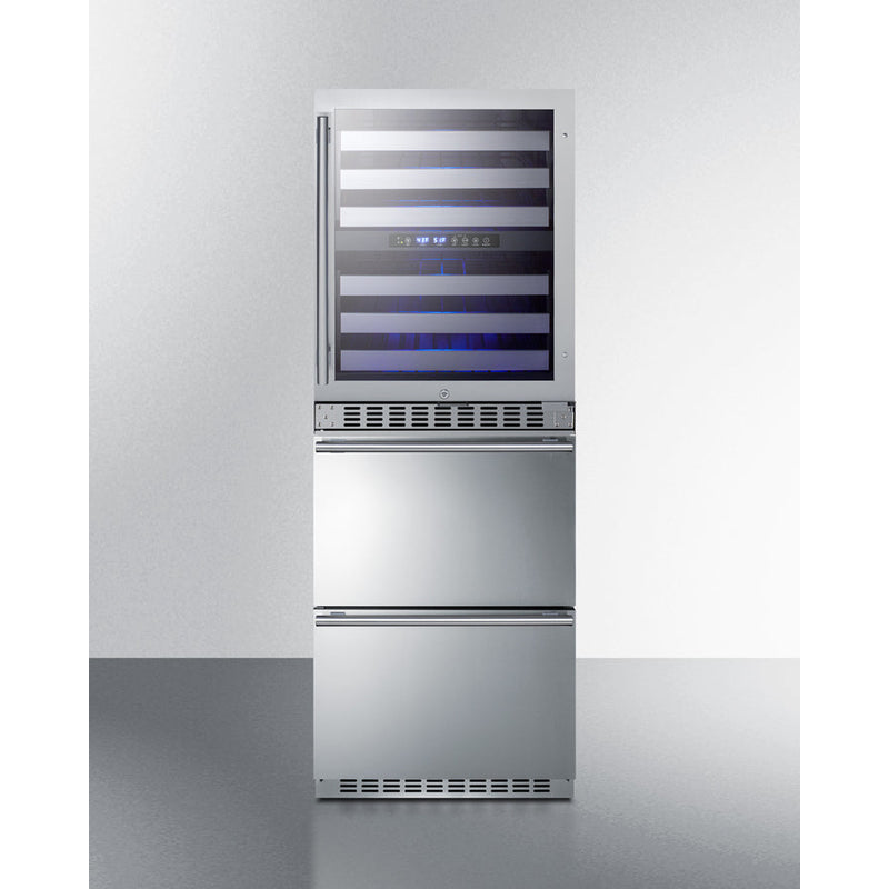 Summit 24" Wide Combination Dual-Zone Wine Cellar and 2-Drawer Refrigerator-Freezer SWCDRF24-Wine Cellars-The Wine Cooler Club