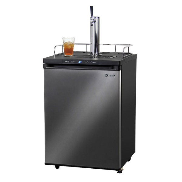 24 Wide Kombucha Single Tap Black Stainless Steel Kegerator-Kegerators-The Wine Cooler Club