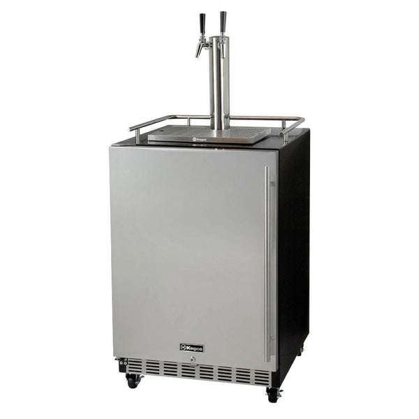 24 Wide Dual Tap Stainless Steel Commercial Built-In Left Hinge Kegerator with Kit-Kegerators-The Wine Cooler Club