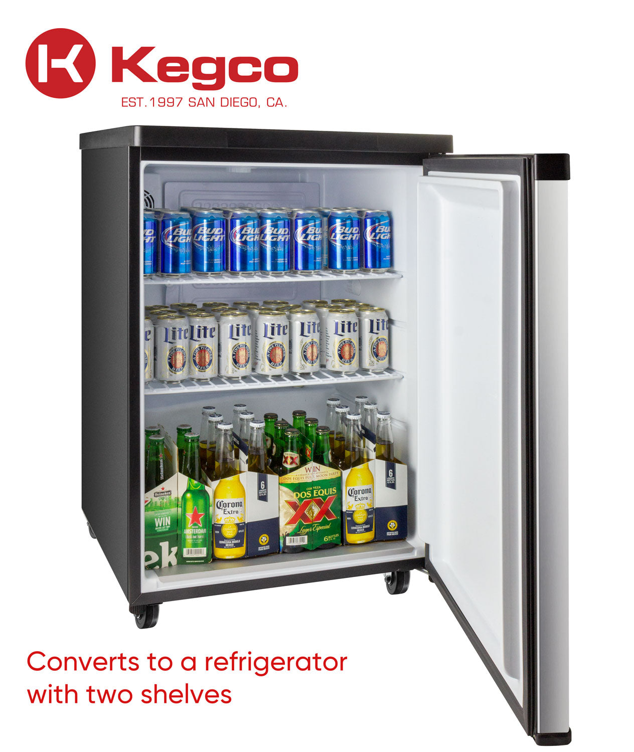 24" Wide Kombucha Dual Tap Stainless Steel Kegerator-Kegerators-The Wine Cooler Club