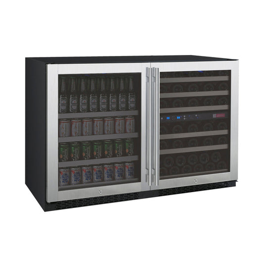 47" Wide FlexCount II Tru-Vino 56 Bottle/124 Can Stainless Steel Side-by-Side Wine Refrigerator/Beverage Center - BF 3Z-VSWB24-3S20-Wine Coolers-The Wine Cooler Club