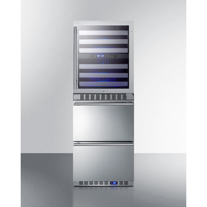 Summit 24" Wide Combination Dual-Zone Wine Cellar and 2-Drawer All-Refrigerator SWCDAR24-Wine Cellars-The Wine Cooler Club