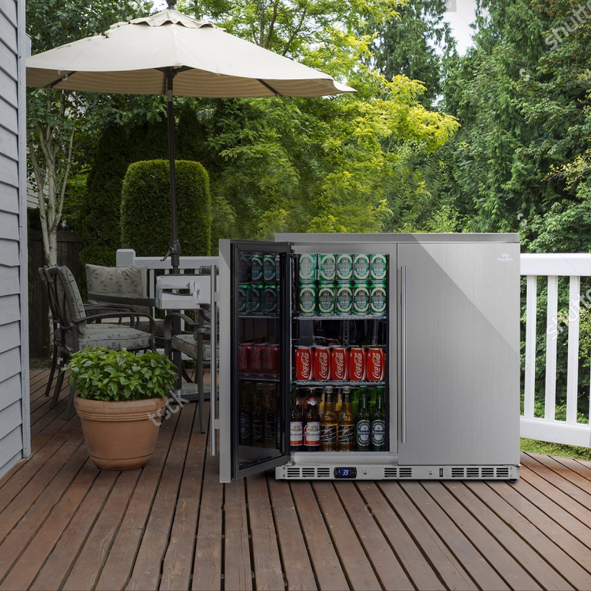 Kingsbottle 36 Inch Outdoor Beverage Refrigerator 2 Door For Home KBU56ASD-Wine Coolers-The Wine Cooler Club