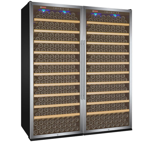 63" Wide Vite II Tru-Vino 554 Bottle Dual Zone Stainless Steel Side-by-Side Wine Refrigerator - BF 2X-YHWR305-1S20-Wine Coolers-The Wine Cooler Club